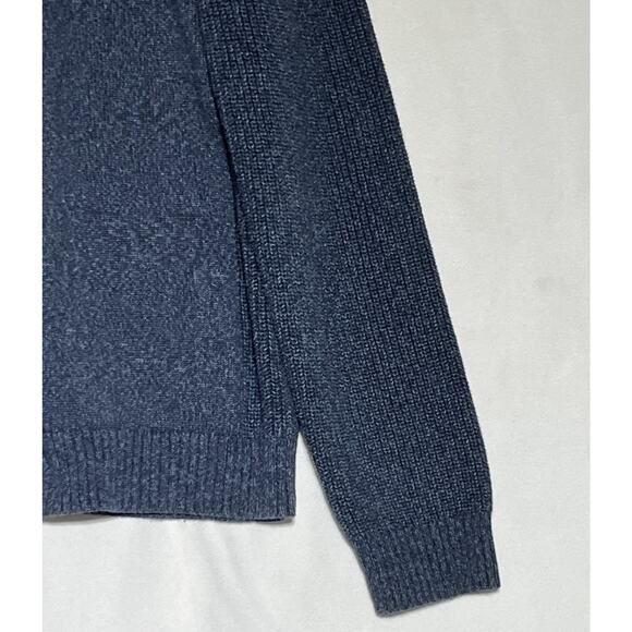 Daniel Hecter Cardigan Sweater Mens XL Blue Heathered Zip Up Mock Collar Pockets - Picture 5 of 13